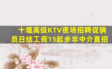 十堰高级KTV夜场招聘促销员日结工资15起步非中介直招